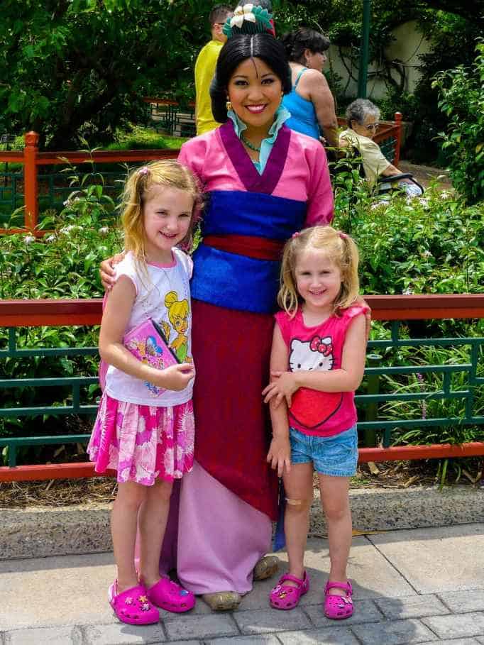 Children meeting Princess Mulan at Disney World Florida