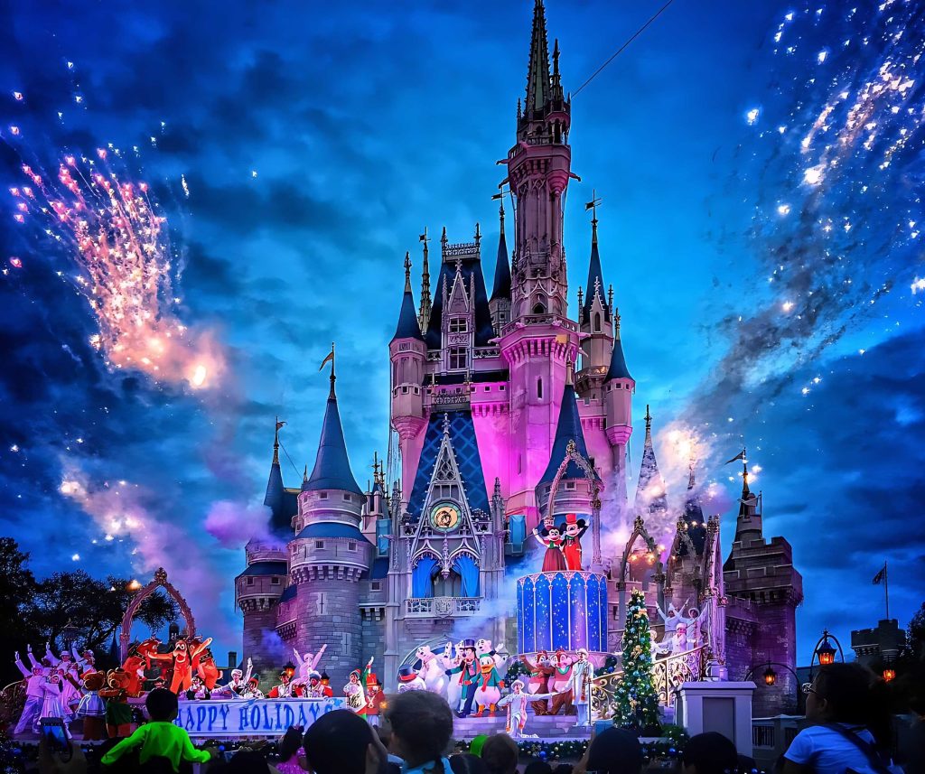Christmas Holidays Live Show in front of Cinderella Castle in Walt Disney World